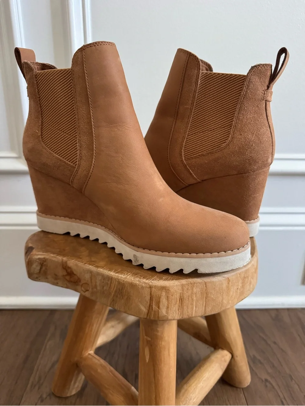 Toms Tan Wedge Chelsea Ankle Boots